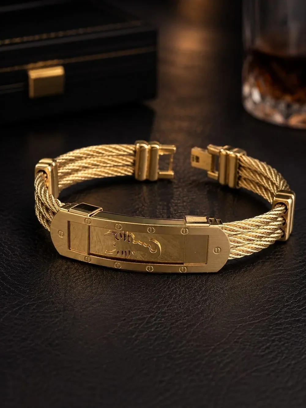 Gold Scorpion Cable Bracelet for Men